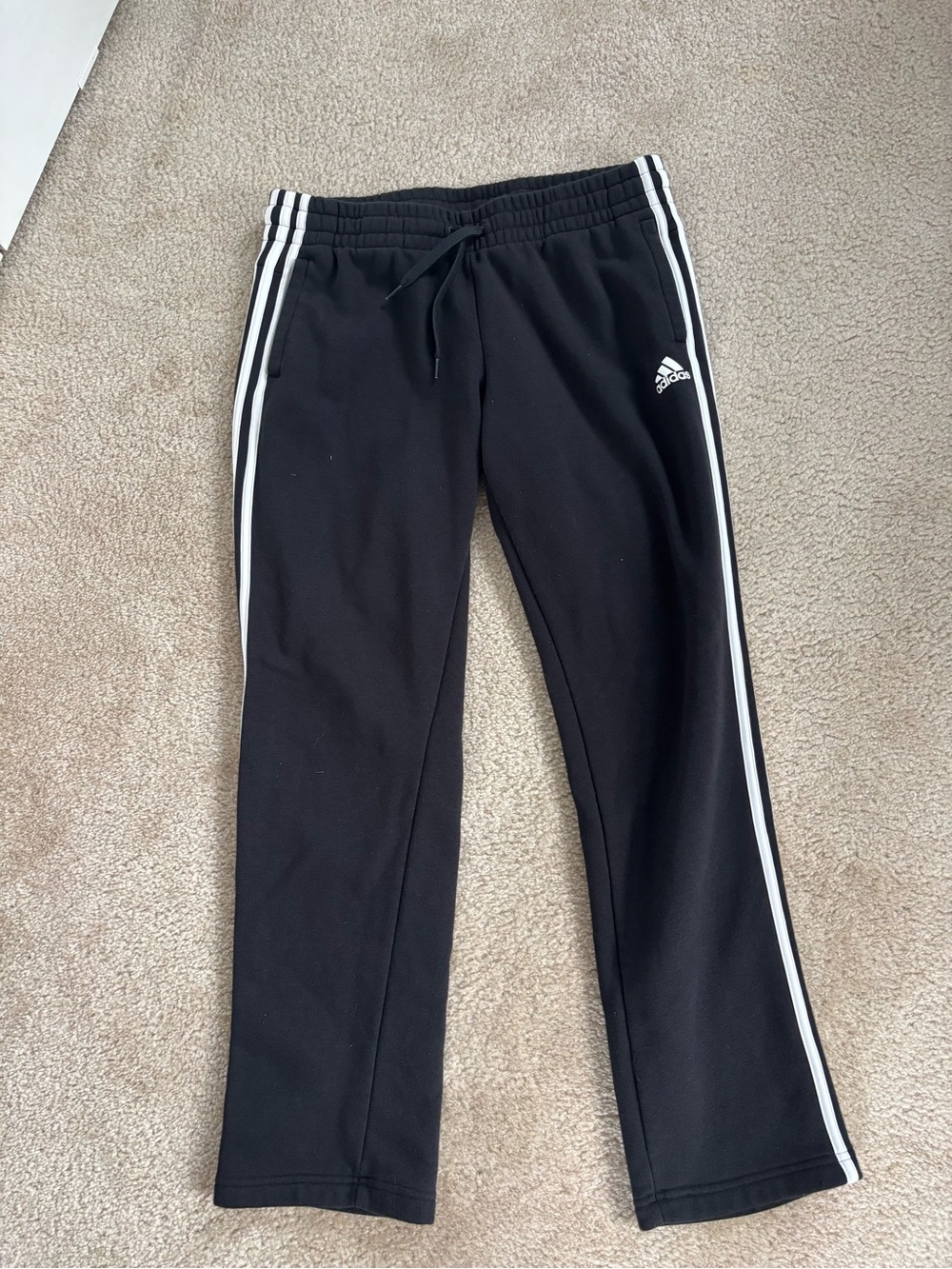 adidas Black Joggers with White Side Stripes